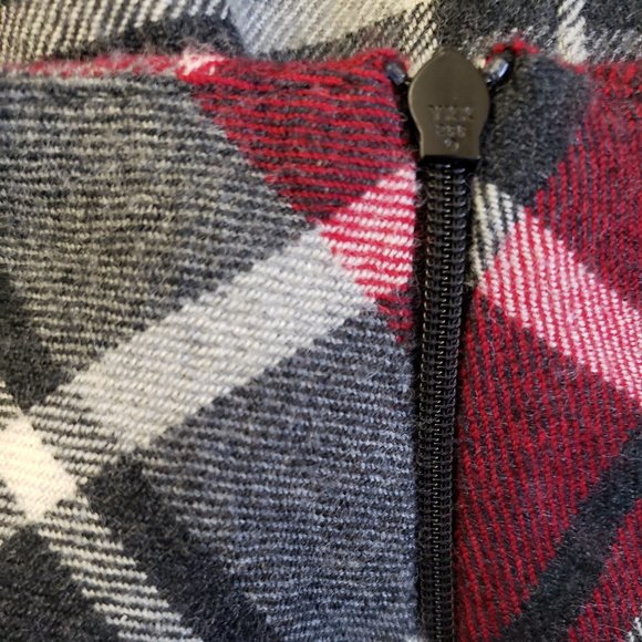 Pietro Brunelli Milano Italy Gray Maroon Plaid Bateau Wool Shift Dress Academia - Picture 10 of 16